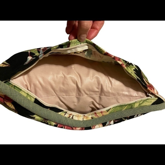 ACCENT pillow black botanical vivid floral green corded trim Grandmillenial - Picture 3 of 4